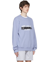 hellblaues bedrucktes Sweatshirt von Helmut Lang