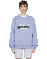 hellblaues bedrucktes Sweatshirt von Helmut Lang