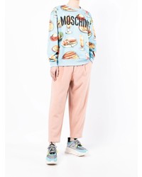 hellblaues bedrucktes Sweatshirt von Moschino