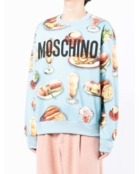 hellblaues bedrucktes Sweatshirt von Moschino