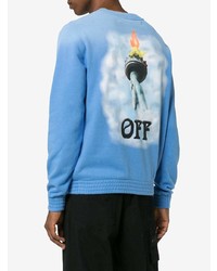 hellblaues bedrucktes Sweatshirt von Off-White