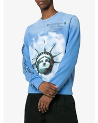 hellblaues bedrucktes Sweatshirt von Off-White