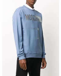 hellblaues bedrucktes Sweatshirt von Moschino