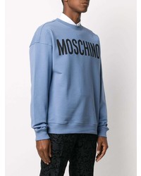 hellblaues bedrucktes Sweatshirt von Moschino