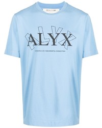 hellblaues bedrucktes T-Shirt mit einem Rundhalsausschnitt von 1017 Alyx 9Sm