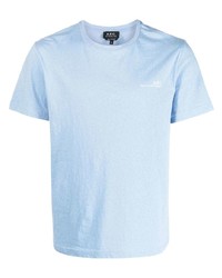 hellblaues bedrucktes T-Shirt mit einem Rundhalsausschnitt von A.P.C.
