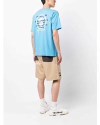 hellblaues bedrucktes T-Shirt mit einem Rundhalsausschnitt von AAPE BY A BATHING APE