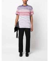 hellblaues bedrucktes T-Shirt mit einem Rundhalsausschnitt von Missoni