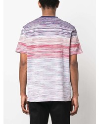 hellblaues bedrucktes T-Shirt mit einem Rundhalsausschnitt von Missoni