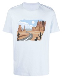 hellblaues bedrucktes T-Shirt mit einem Rundhalsausschnitt von Altea