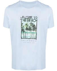 hellblaues bedrucktes T-Shirt mit einem Rundhalsausschnitt von Altea