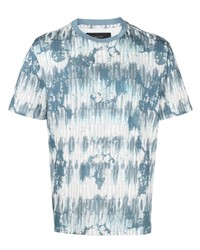hellblaues bedrucktes T-Shirt mit einem Rundhalsausschnitt von Amiri