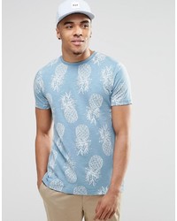 hellblaues bedrucktes T-Shirt mit einem Rundhalsausschnitt von Asos