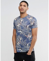 hellblaues bedrucktes T-Shirt mit einem Rundhalsausschnitt von Asos