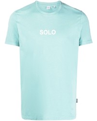 hellblaues bedrucktes T-Shirt mit einem Rundhalsausschnitt von Aspesi