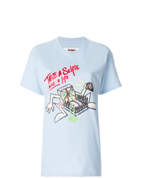 hellblaues bedrucktes T-Shirt mit einem Rundhalsausschnitt von Bad Deal
