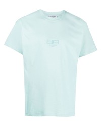 hellblaues bedrucktes T-Shirt mit einem Rundhalsausschnitt von Balenciaga