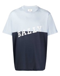 hellblaues bedrucktes T-Shirt mit einem Rundhalsausschnitt von Bally