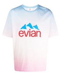 hellblaues bedrucktes T-Shirt mit einem Rundhalsausschnitt von Balmain