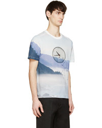 hellblaues bedrucktes T-Shirt mit einem Rundhalsausschnitt von Band Of Outsiders