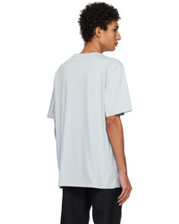 hellblaues bedrucktes T-Shirt mit einem Rundhalsausschnitt von Oamc