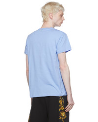 hellblaues bedrucktes T-Shirt mit einem Rundhalsausschnitt von VERSACE JEANS COUTURE