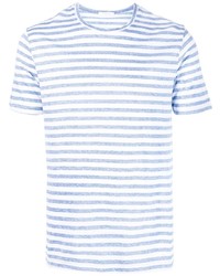 hellblaues bedrucktes T-Shirt mit einem Rundhalsausschnitt von Boglioli