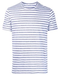 hellblaues bedrucktes T-Shirt mit einem Rundhalsausschnitt von Boglioli