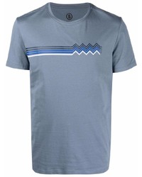 hellblaues bedrucktes T-Shirt mit einem Rundhalsausschnitt von Bogner