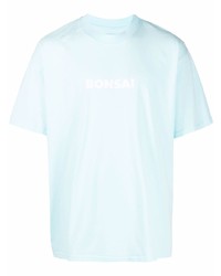 hellblaues bedrucktes T-Shirt mit einem Rundhalsausschnitt von Bonsai