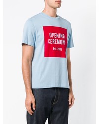 hellblaues bedrucktes T-Shirt mit einem Rundhalsausschnitt von Opening Ceremony