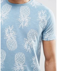 hellblaues bedrucktes T-Shirt mit einem Rundhalsausschnitt von Asos