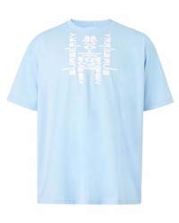 hellblaues bedrucktes T-Shirt mit einem Rundhalsausschnitt von Burberry