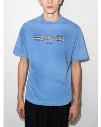 hellblaues bedrucktes T-Shirt mit einem Rundhalsausschnitt von Missoni