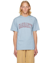 hellblaues bedrucktes T-Shirt mit einem Rundhalsausschnitt von CARHARTT WORK IN PROGRESS