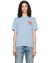 hellblaues bedrucktes T-Shirt mit einem Rundhalsausschnitt von Carne Bollente