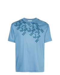hellblaues bedrucktes T-Shirt mit einem Rundhalsausschnitt von Cerruti 1881