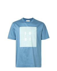hellblaues bedrucktes T-Shirt mit einem Rundhalsausschnitt von Cerruti 1881