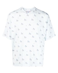 hellblaues bedrucktes T-Shirt mit einem Rundhalsausschnitt von Chloe Nardin