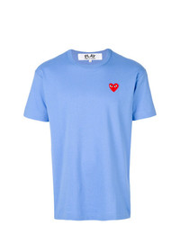 hellblaues bedrucktes T-Shirt mit einem Rundhalsausschnitt von Comme Des Garcons Play