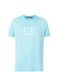 hellblaues bedrucktes T-Shirt mit einem Rundhalsausschnitt von CP Company