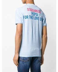 hellblaues bedrucktes T-Shirt mit einem Rundhalsausschnitt von DSQUARED2