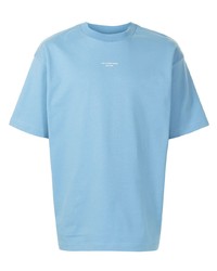 hellblaues bedrucktes T-Shirt mit einem Rundhalsausschnitt von Drôle De Monsieur