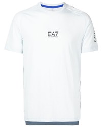 hellblaues bedrucktes T-Shirt mit einem Rundhalsausschnitt von Ea7 Emporio Armani