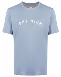 hellblaues bedrucktes T-Shirt mit einem Rundhalsausschnitt von Eleventy