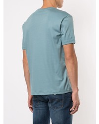 hellblaues bedrucktes T-Shirt mit einem Rundhalsausschnitt von Emporio Armani