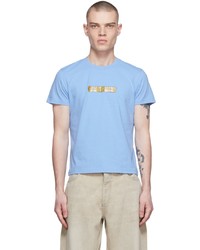 hellblaues bedrucktes T-Shirt mit einem Rundhalsausschnitt von Eytys
