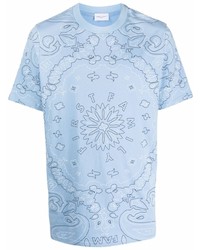 hellblaues bedrucktes T-Shirt mit einem Rundhalsausschnitt von Family First