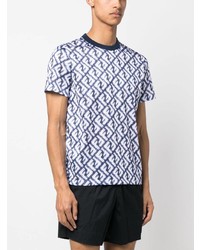 hellblaues bedrucktes T-Shirt mit einem Rundhalsausschnitt von Fendi