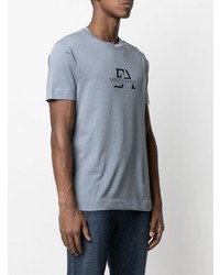 hellblaues bedrucktes T-Shirt mit einem Rundhalsausschnitt von Emporio Armani